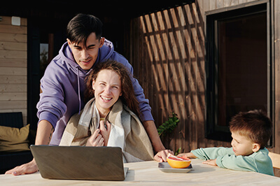 A family on a laptop